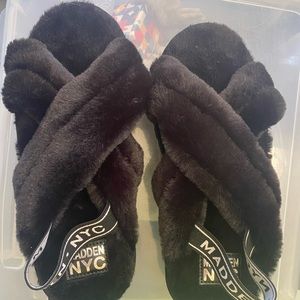 NYC madden fuzzy platform shoes
